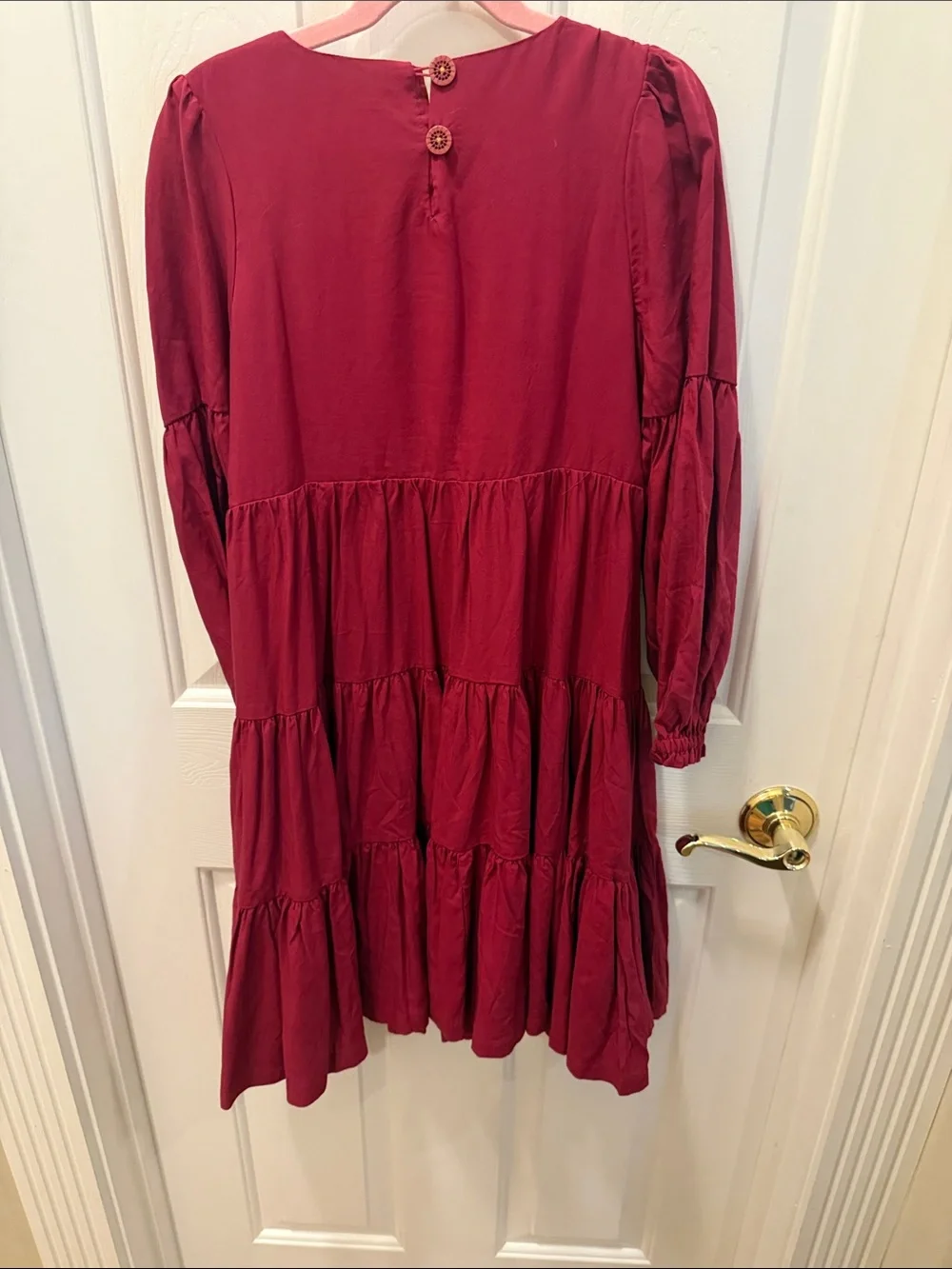 Matilda Jane Burgundy Amaranthos Smocked Tiered Long-Sleeve Dress